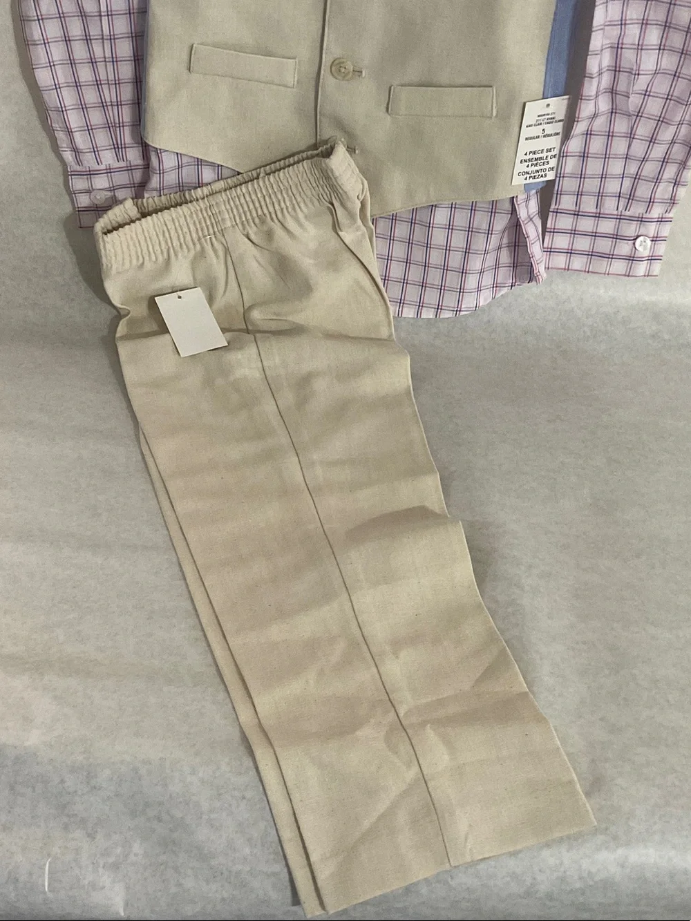 Nautica Beige Vest with Pink Plaid Shirt and Pink Bow Tie